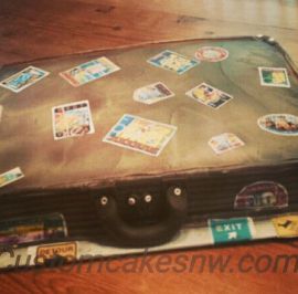 Suitecase with travel stickers