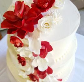 Red & White sugar flower cascade