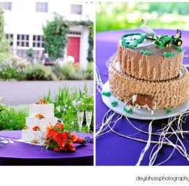 Wedding cake & Farm themed Groom's cake